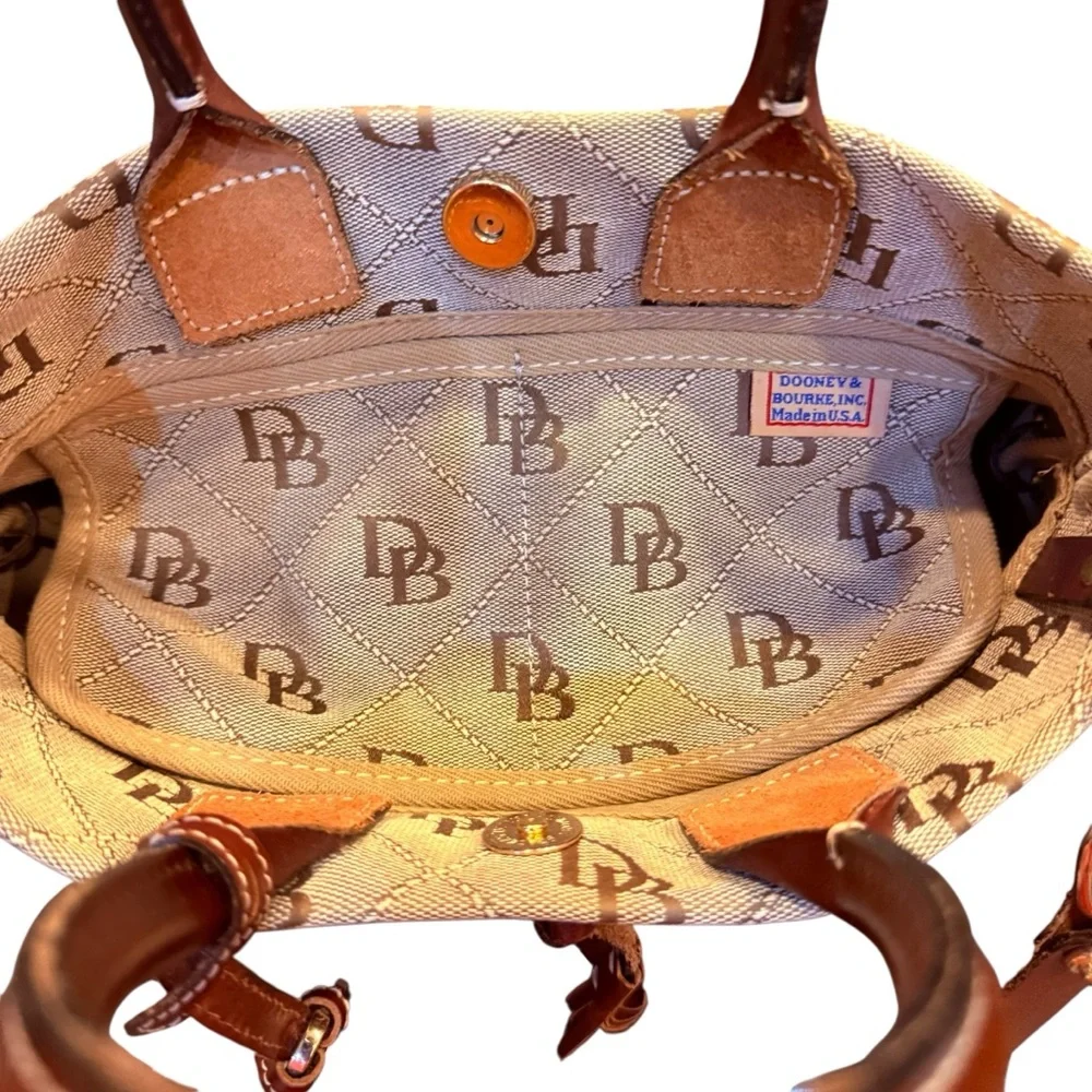 Dooney & Bourke Women’s Tan and Brown Signature Logo Canvas and Leather Bag
